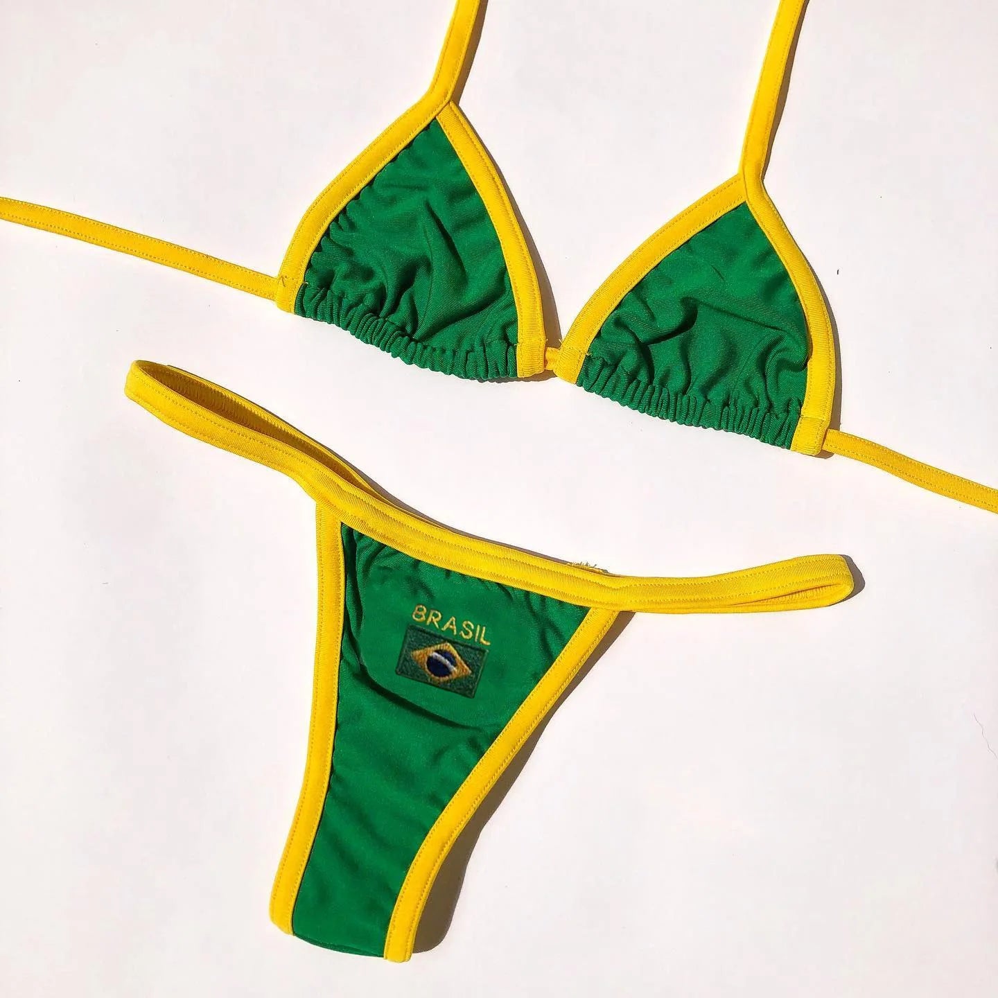 Embroidery Letter Jamaica Color Contrast Split Bikini Set Women Swimwear Patchwork Swimsuit Hottie Outfit Summer Beachwear