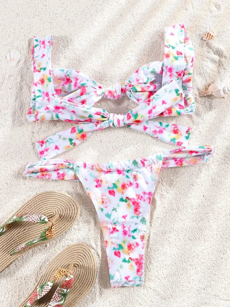 Sexy Two Piece Suit Bikinis 2025 Women Swimsuit Push Up Bathing Suit Sexy Bikinis Sets Swimwear Print Beachwear Solid Biquinis