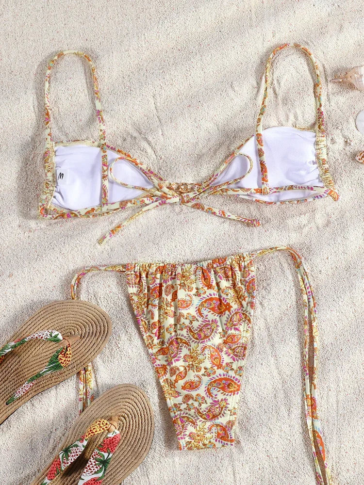 Sexy Two Piece Suit Bikinis 2025 Women Swimsuit Push Up Bathing Suit Sexy Bikinis Sets Swimwear Print Beachwear Solid Biquinis