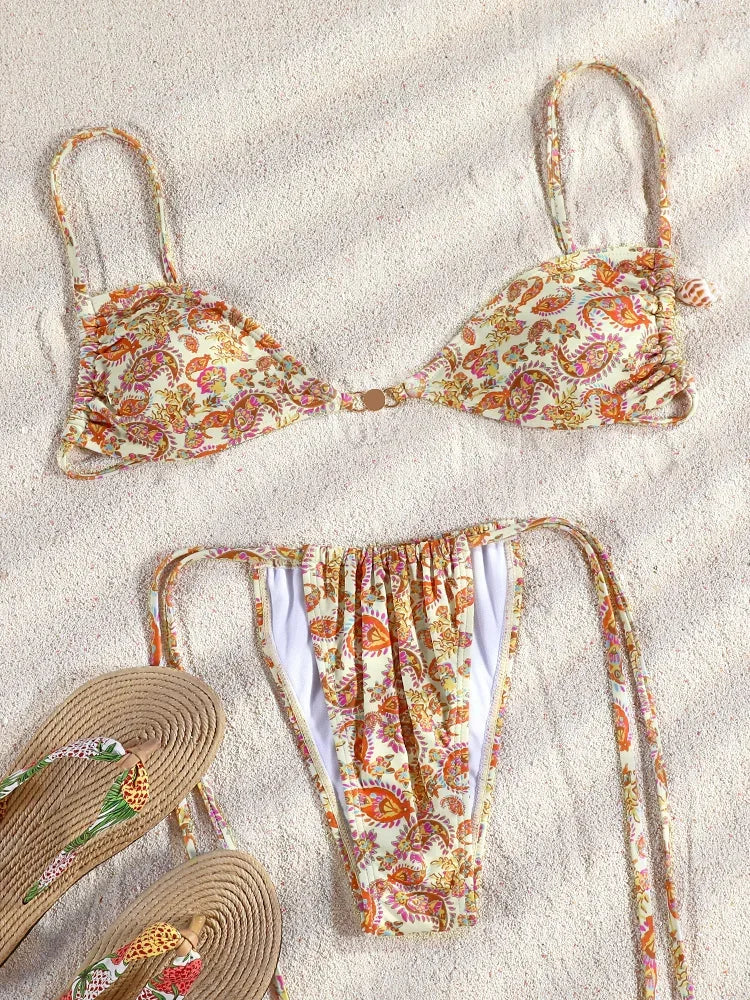 Sexy Two Piece Suit Bikinis 2025 Women Swimsuit Push Up Bathing Suit Sexy Bikinis Sets Swimwear Print Beachwear Solid Biquinis
