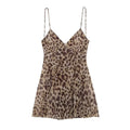 MUJER 2025 Tulle Mini Dress Woman Leopard Print Slip Dress Women Sexy Backless Short Dresses for Women Draped Party Dresses