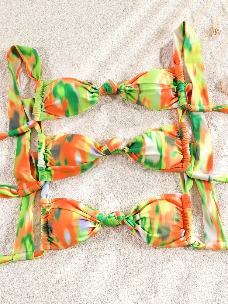 Sexy Two Piece Suit Bikinis 2025 Women Swimsuit Push Up Bathing Suit Sexy Bikinis Sets Swimwear Print Beachwear Solid Biquinis
