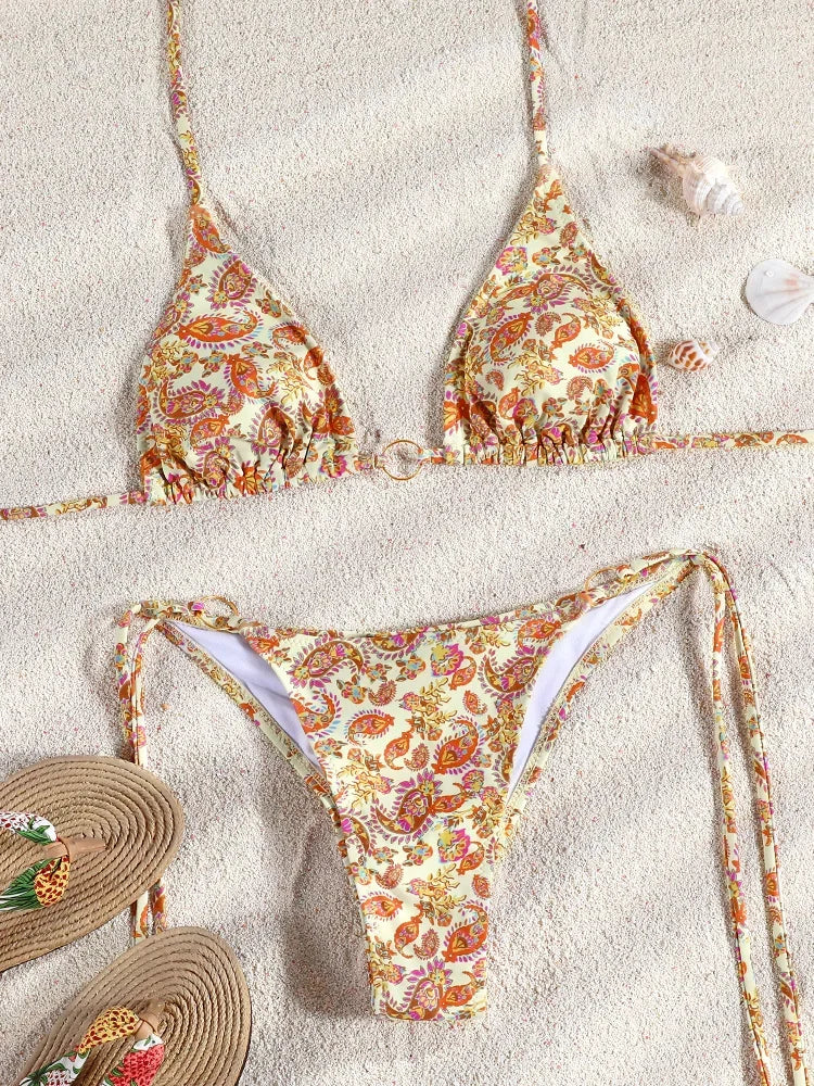 Sexy Two Piece Suit Bikinis 2025 Women Swimsuit Push Up Bathing Suit Sexy Bikinis Sets Swimwear Print Beachwear Solid Biquinis