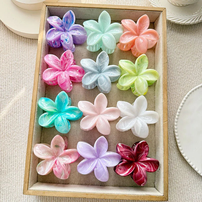 1/3PCS Hawaiian Gradient Flower Hair Claw Clip for Women Fashion Plastic Non Slip Hold Hairpin Barrette Girl Hair Accessories