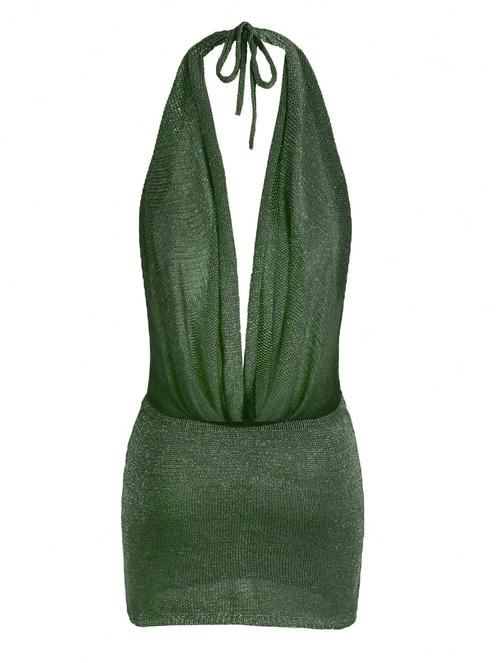2026 Women's Chic Bright Knitted Dresses Sexy Stacked V Halter Neck Backless Knit Beach Mini Dress Summer Swimsuit Cover Up K145