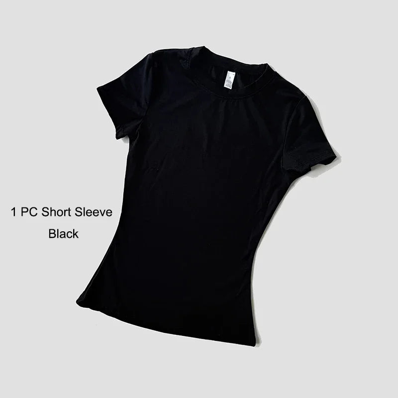 Quick-Drying Gym Leggings Set Sport Suit Short Sleeve Breathable Stretchy Slim Fitness Active Top Tight Gym Set