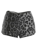 Sisterlinda Popular Women Shorts Fashion Leopard Print High Waist Skinny Mini Bottoms Shiny Sequins Female Attractive Streetwear