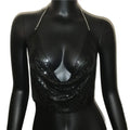 AKYZO Women 2025 Sexy Metal Sequined Tank Camis Summer Gold Silver Backless Cropped Glitter Beach Club Show Wear Tank Tops