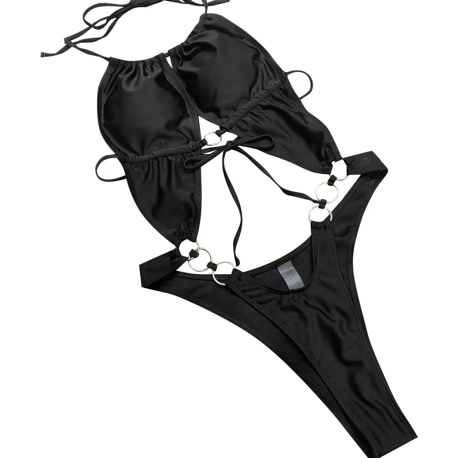 Sexy Bikini Personality Simple Female Swimsuit Solid Color Lace Up Sexy Bikini High Waisted Bikini Bottoms