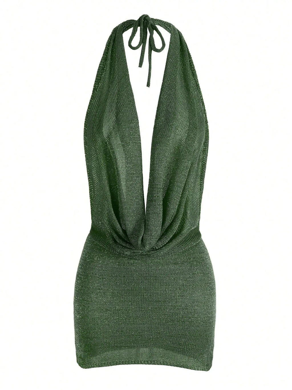 2026 Women's Chic Bright Knitted Dresses Sexy Stacked V Halter Neck Backless Knit Beach Mini Dress Summer Swimsuit Cover Up K145