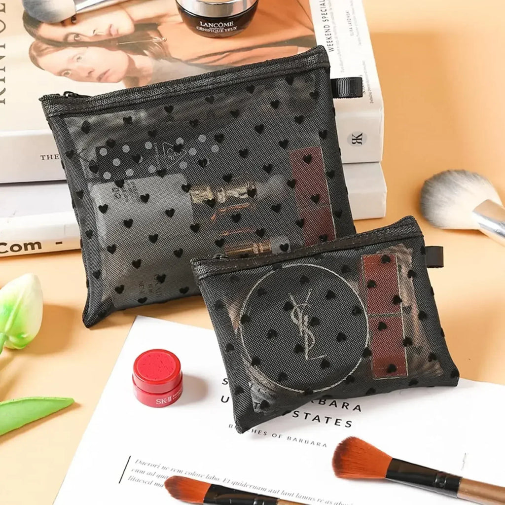 Women Mesh Cosmetic Bag Travel Storage Makeup Bag Organizer Female Make Up Pouch Portable Small Large Toiletry Beauty Case