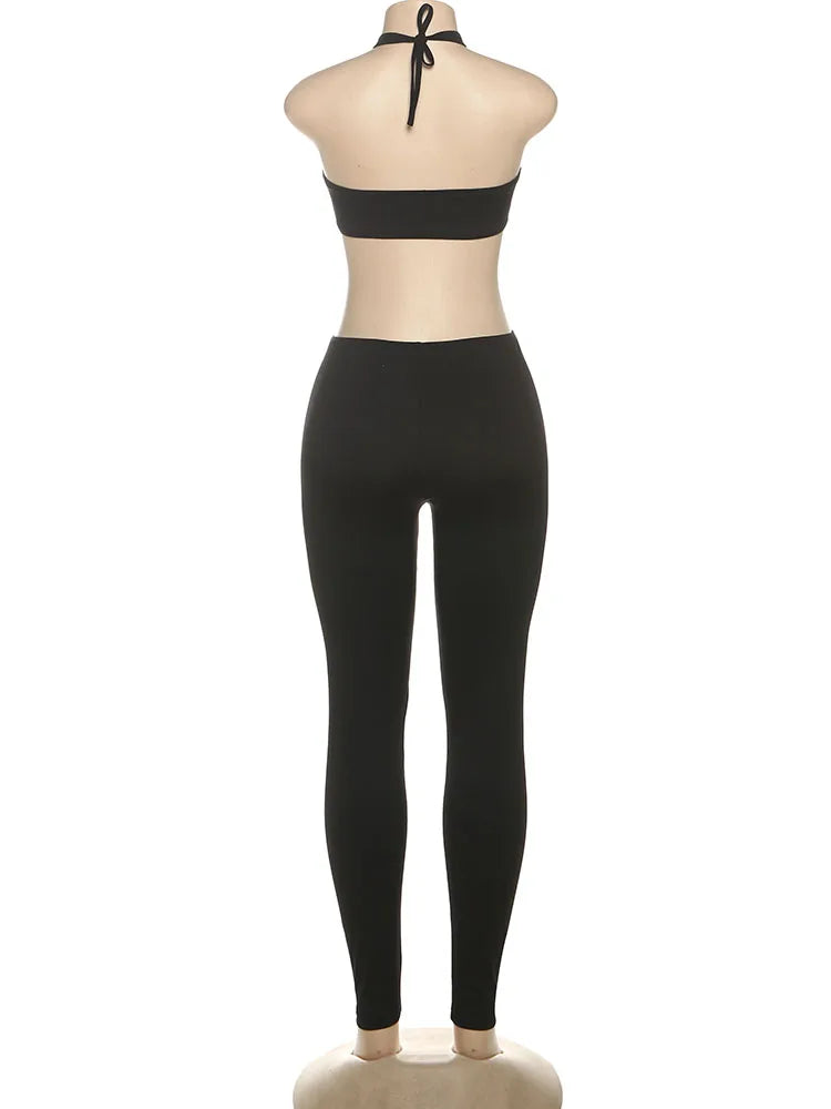 Weird Puss Sexy Backless Jumpsuit Women Halter Sleeveless Waistless Skinny Stretch Midnight Clubwear Fitness Activity Clubwear