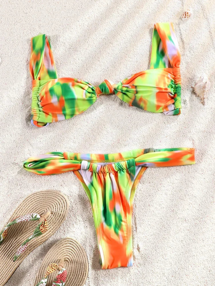 Sexy Two Piece Suit Bikinis 2025 Women Swimsuit Push Up Bathing Suit Sexy Bikinis Sets Swimwear Print Beachwear Solid Biquinis