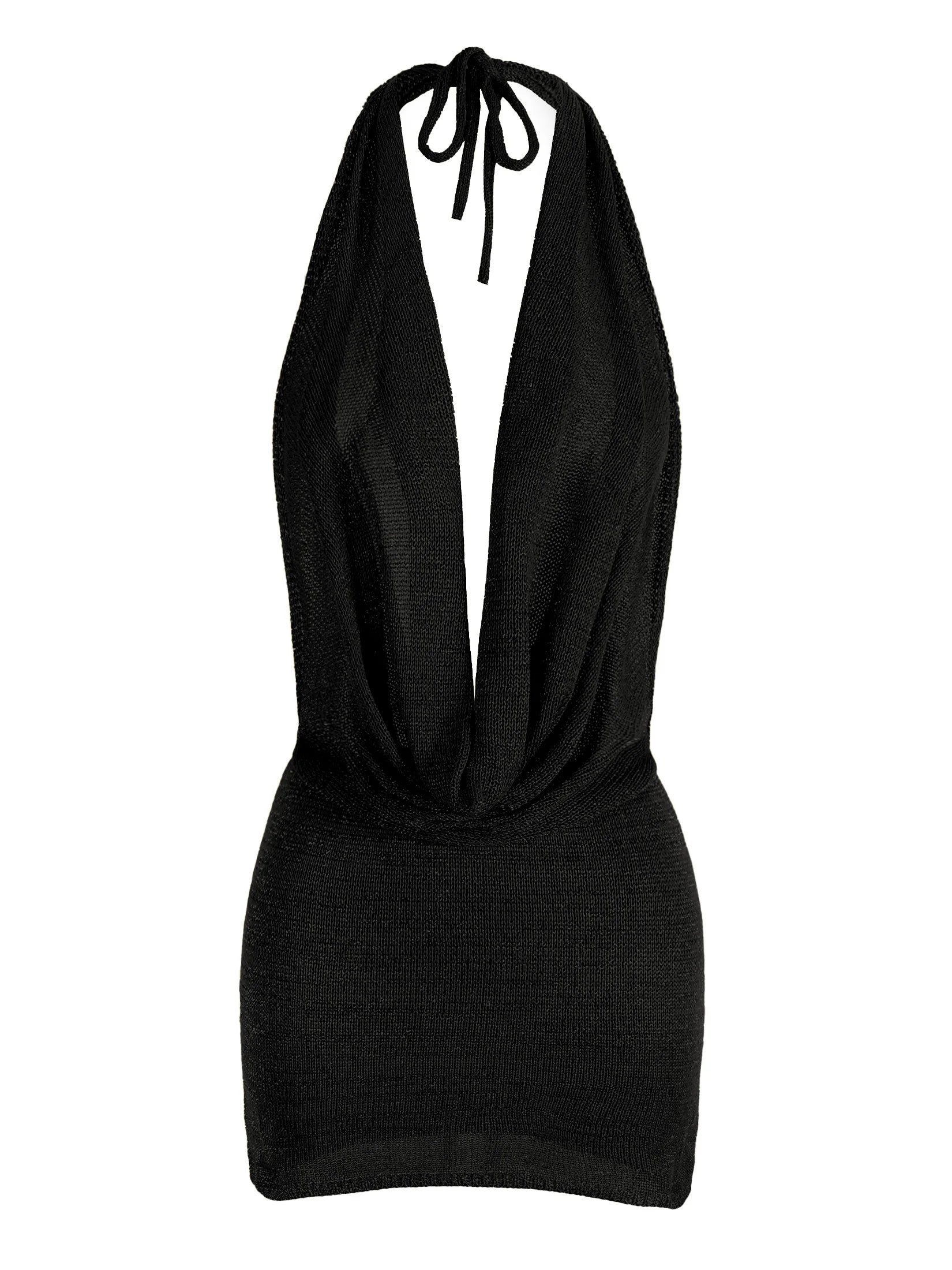 2026 Women's Chic Bright Knitted Dresses Sexy Stacked V Halter Neck Backless Knit Beach Mini Dress Summer Swimsuit Cover Up K145