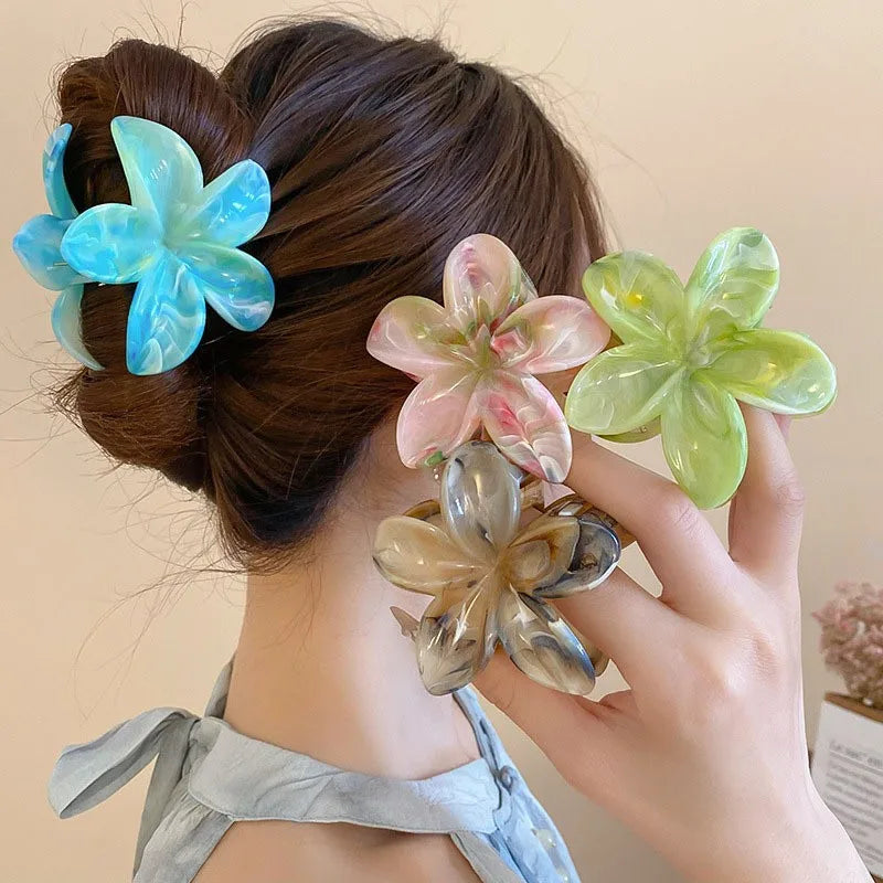 1/3PCS Hawaiian Gradient Flower Hair Claw Clip for Women Fashion Plastic Non Slip Hold Hairpin Barrette Girl Hair Accessories