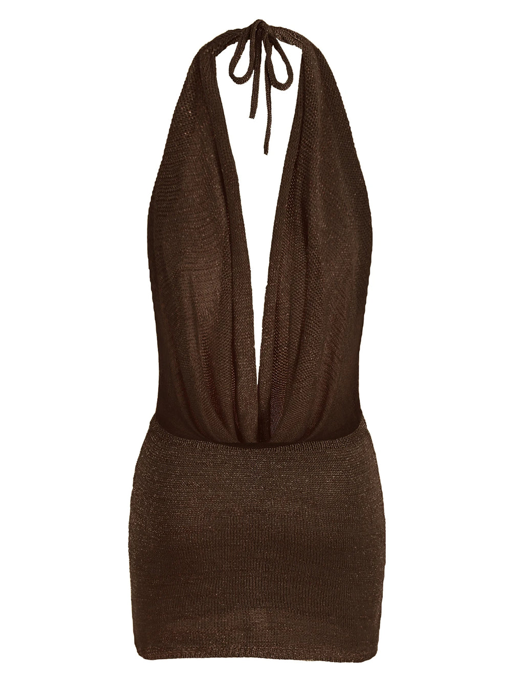 2026 Women's Chic Bright Knitted Dresses Sexy Stacked V Halter Neck Backless Knit Beach Mini Dress Summer Swimsuit Cover Up K145