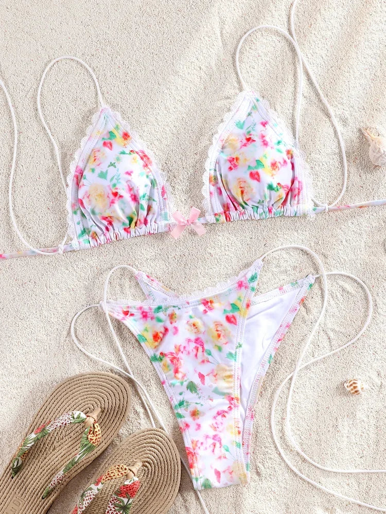 Sexy Two Piece Suit Bikinis 2025 Women Swimsuit Push Up Bathing Suit Sexy Bikinis Sets Swimwear Print Beachwear Solid Biquinis