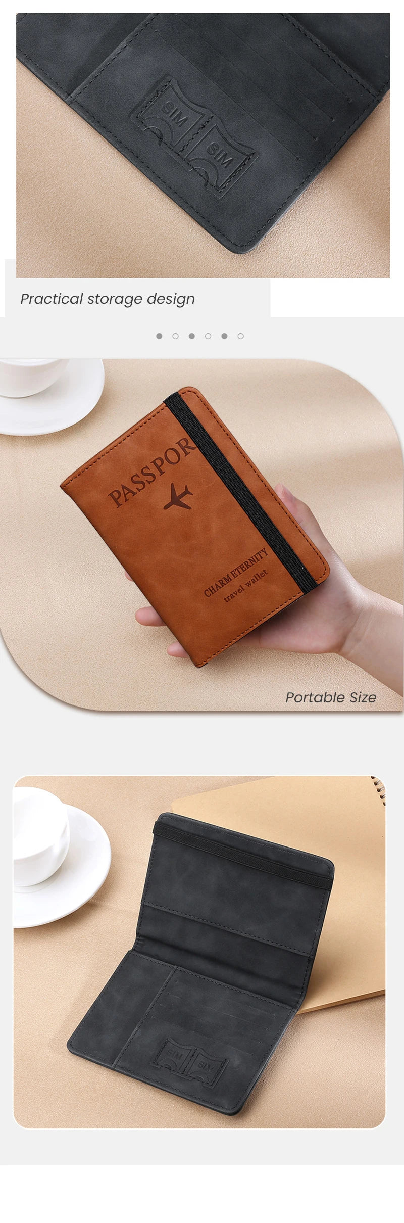 RFID Passport Cover Wallet Holder PU Leather Card Holder Passport Case Abroad Travel Essentials for Women Men Family Vacation