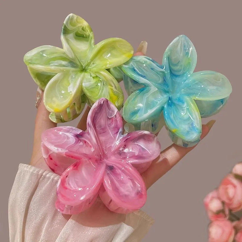 1/3PCS Hawaiian Gradient Flower Hair Claw Clip for Women Fashion Plastic Non Slip Hold Hairpin Barrette Girl Hair Accessories