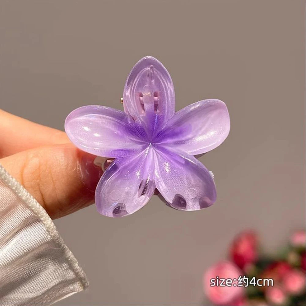 6Pcs Gradient Hair Clips New Flower Hair Claws Small Size Fashion Headwear Hairpin Crab Barrette Hair Accessories for Women