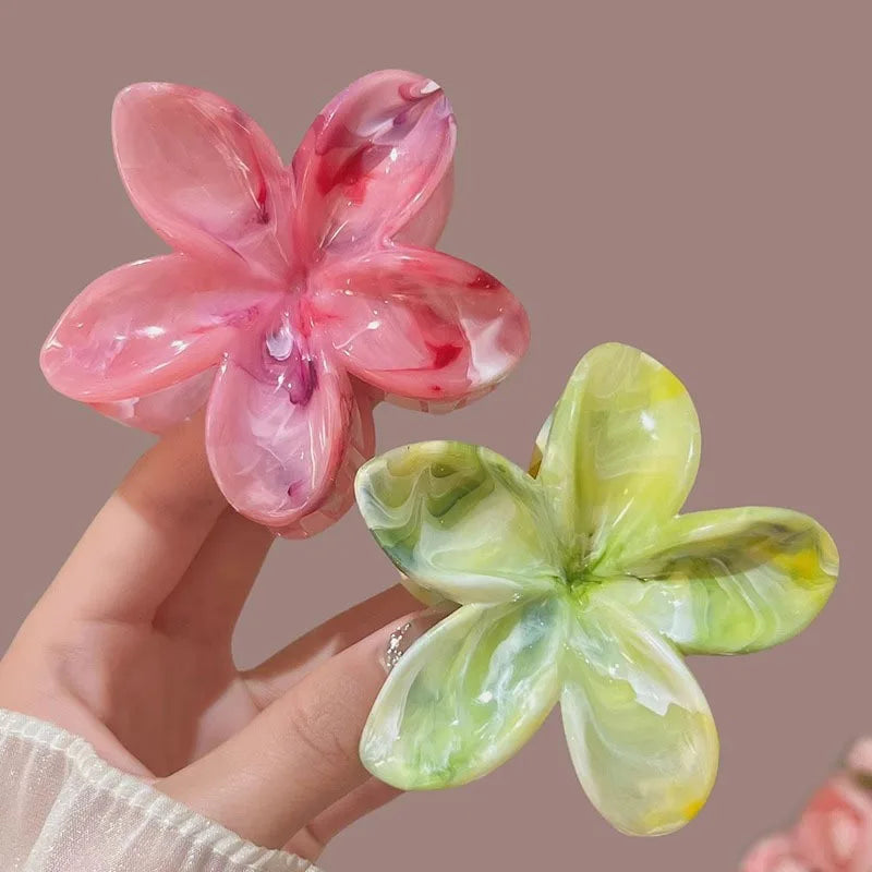 1/3PCS Hawaiian Gradient Flower Hair Claw Clip for Women Fashion Plastic Non Slip Hold Hairpin Barrette Girl Hair Accessories