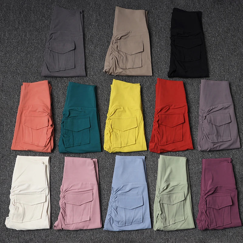 TRY TO BN Women Leggings Yoga Pocket Pants High Waist Sports Leggings Push Up Fitness Pants Stretch Soft Elasticity Running Gym