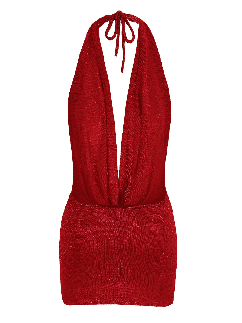 2026 Women's Chic Bright Knitted Dresses Sexy Stacked V Halter Neck Backless Knit Beach Mini Dress Summer Swimsuit Cover Up K145