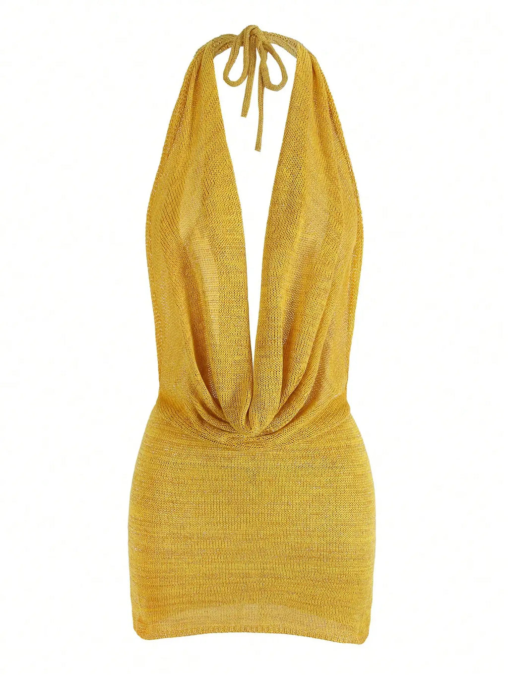 2026 Women's Chic Bright Knitted Dresses Sexy Stacked V Halter Neck Backless Knit Beach Mini Dress Summer Swimsuit Cover Up K145