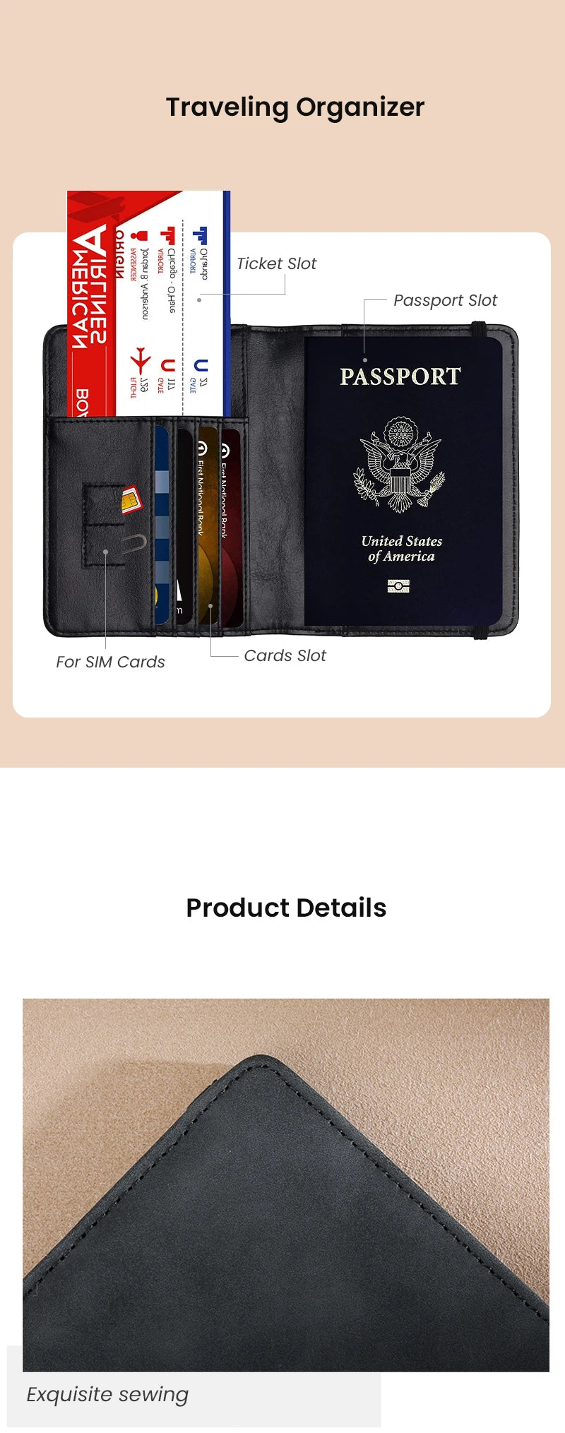 RFID Passport Cover Wallet Holder PU Leather Card Holder Passport Case Abroad Travel Essentials for Women Men Family Vacation