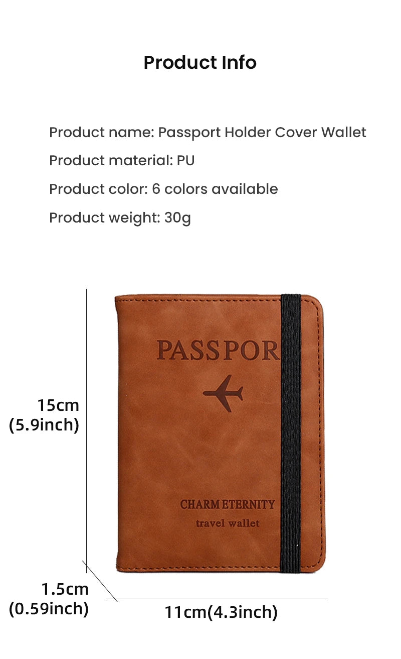 RFID Passport Cover Wallet Holder PU Leather Card Holder Passport Case Abroad Travel Essentials for Women Men Family Vacation
