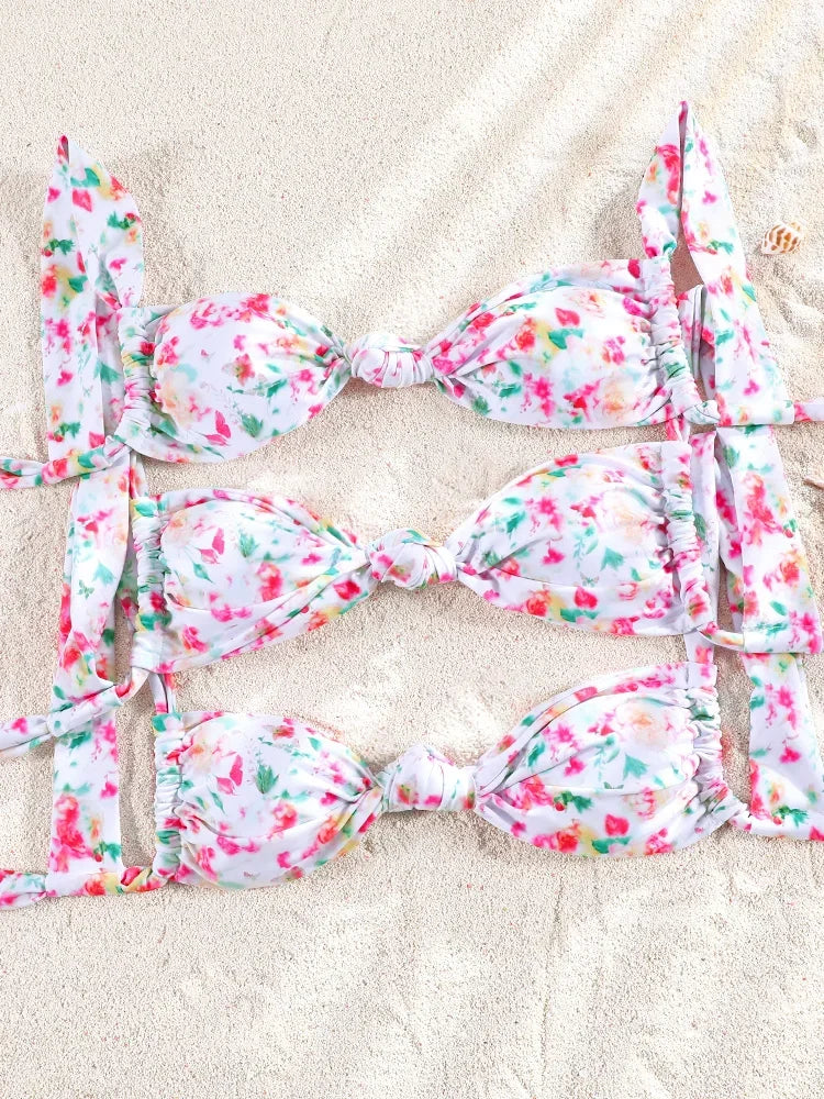 Sexy Two Piece Suit Bikinis 2025 Women Swimsuit Push Up Bathing Suit Sexy Bikinis Sets Swimwear Print Beachwear Solid Biquinis