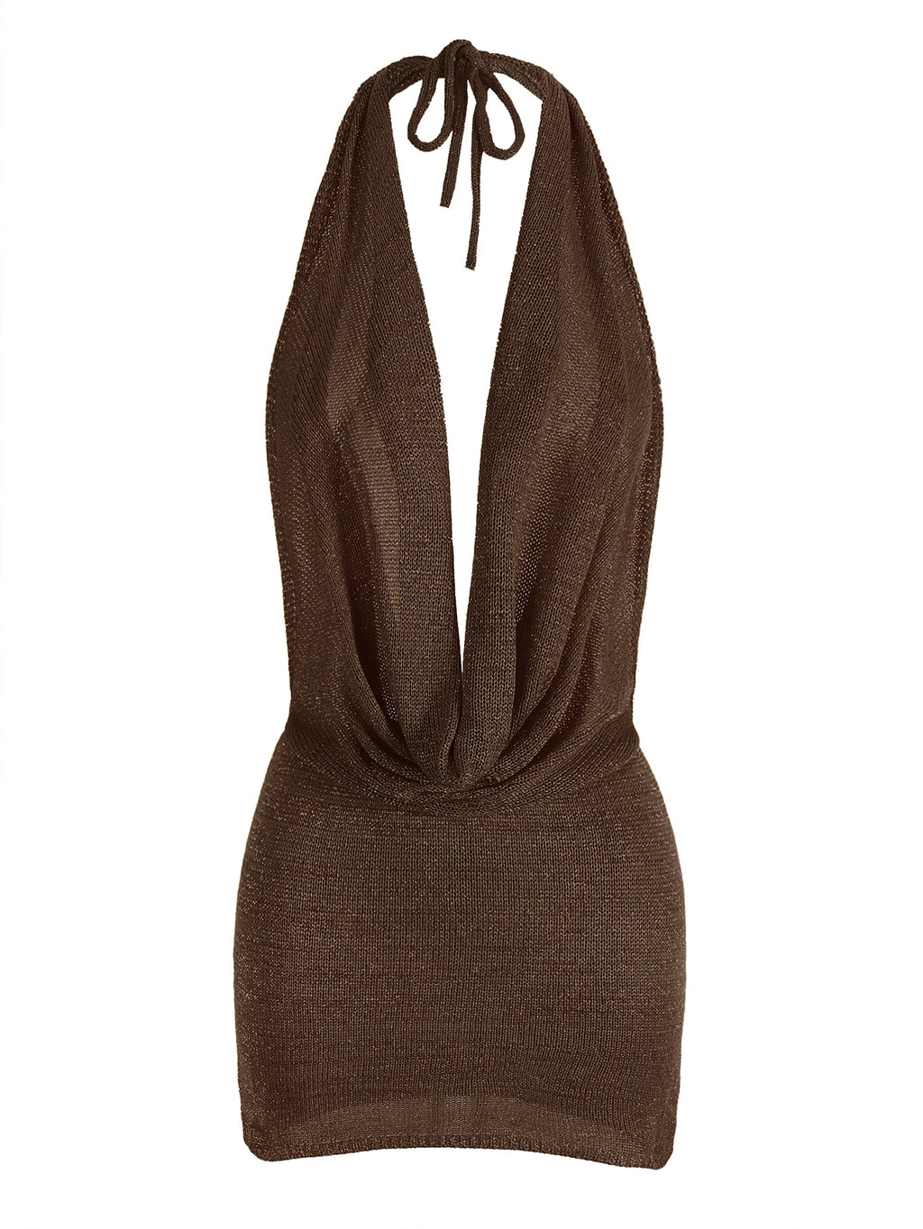 2026 Women's Chic Bright Knitted Dresses Sexy Stacked V Halter Neck Backless Knit Beach Mini Dress Summer Swimsuit Cover Up K145