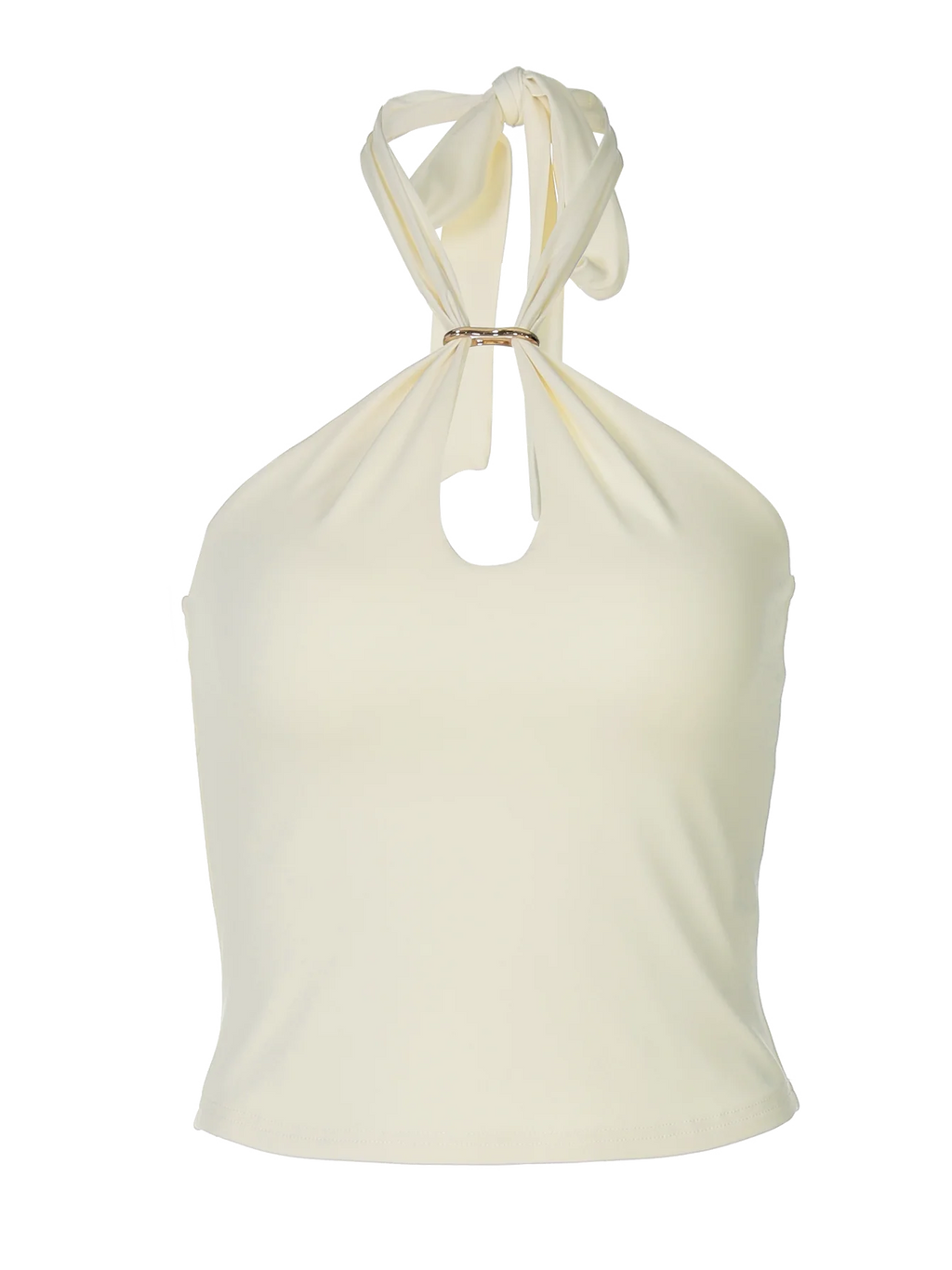 Hugcitar Women Fashion Halter Solid Loop Backless Bandage Sexy Crop Tank Top 2025 Summer Casual Clothes Streetwear Vacation Club