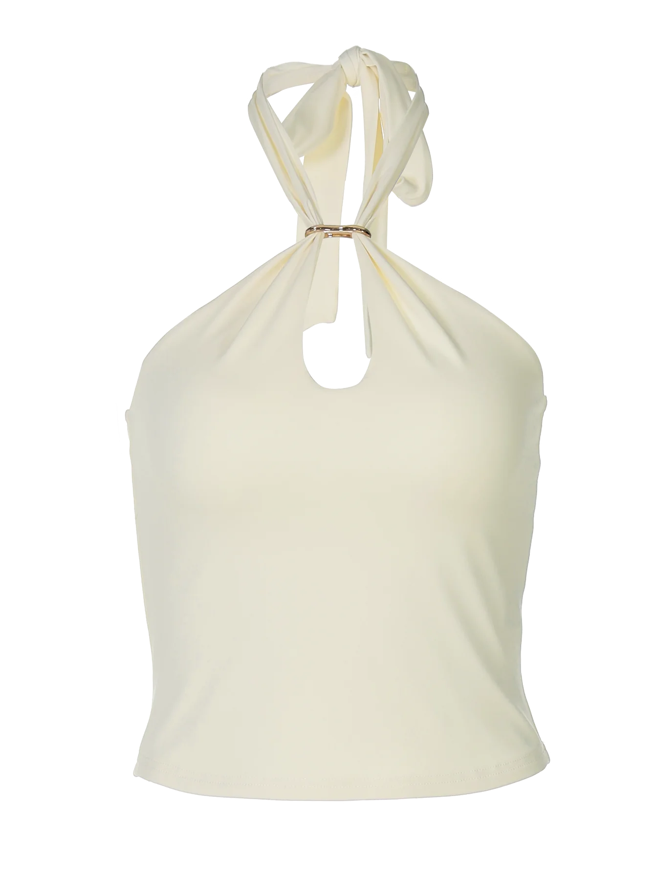 Hugcitar Women Fashion Halter Solid Loop Backless Bandage Sexy Crop Tank Top 2025 Summer Casual Clothes Streetwear Vacation Club