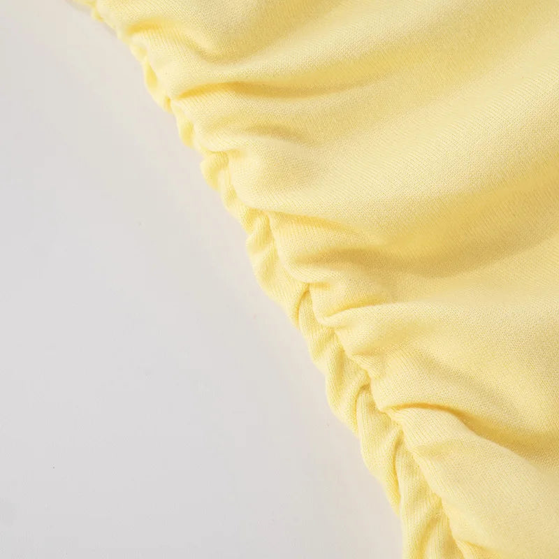 Talenza V-Neck Ruffle Halter Dress Summer New Sexy Sleeveless High Waist Party Pleated Dress Fashion Solid Party Women's Dresses