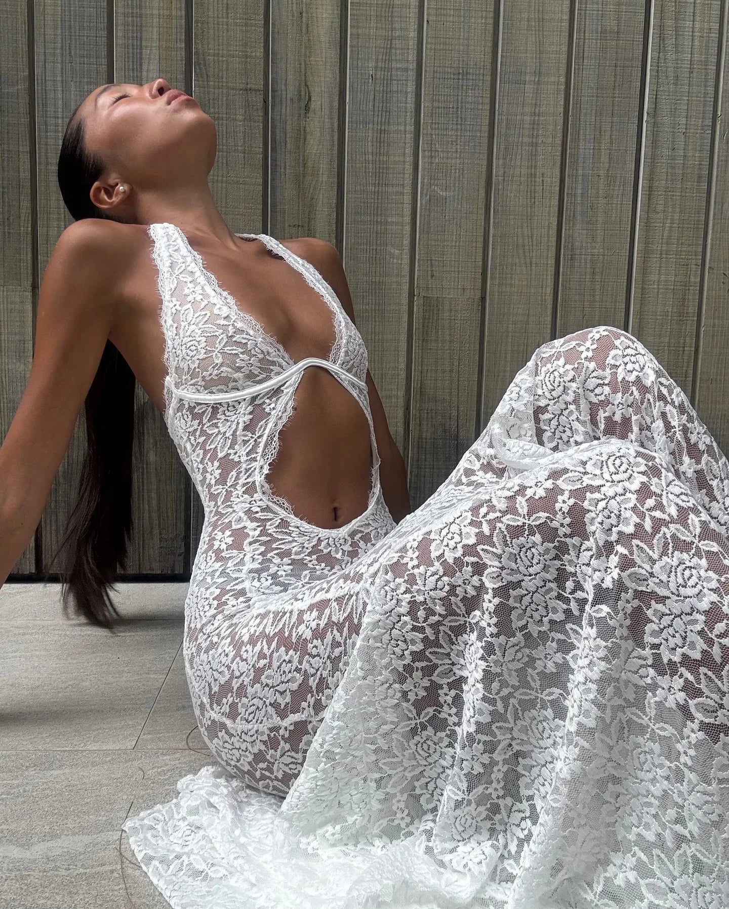 White Lace Hollow-out Halter Dress Women Chic Sexy Sleeveless Off-shoulder Backless Maxi Dresses Lady Vacation Beach 2026 Gowns