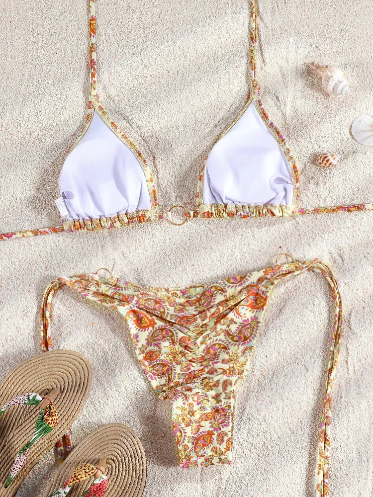 Sexy Two Piece Suit Bikinis 2025 Women Swimsuit Push Up Bathing Suit Sexy Bikinis Sets Swimwear Print Beachwear Solid Biquinis